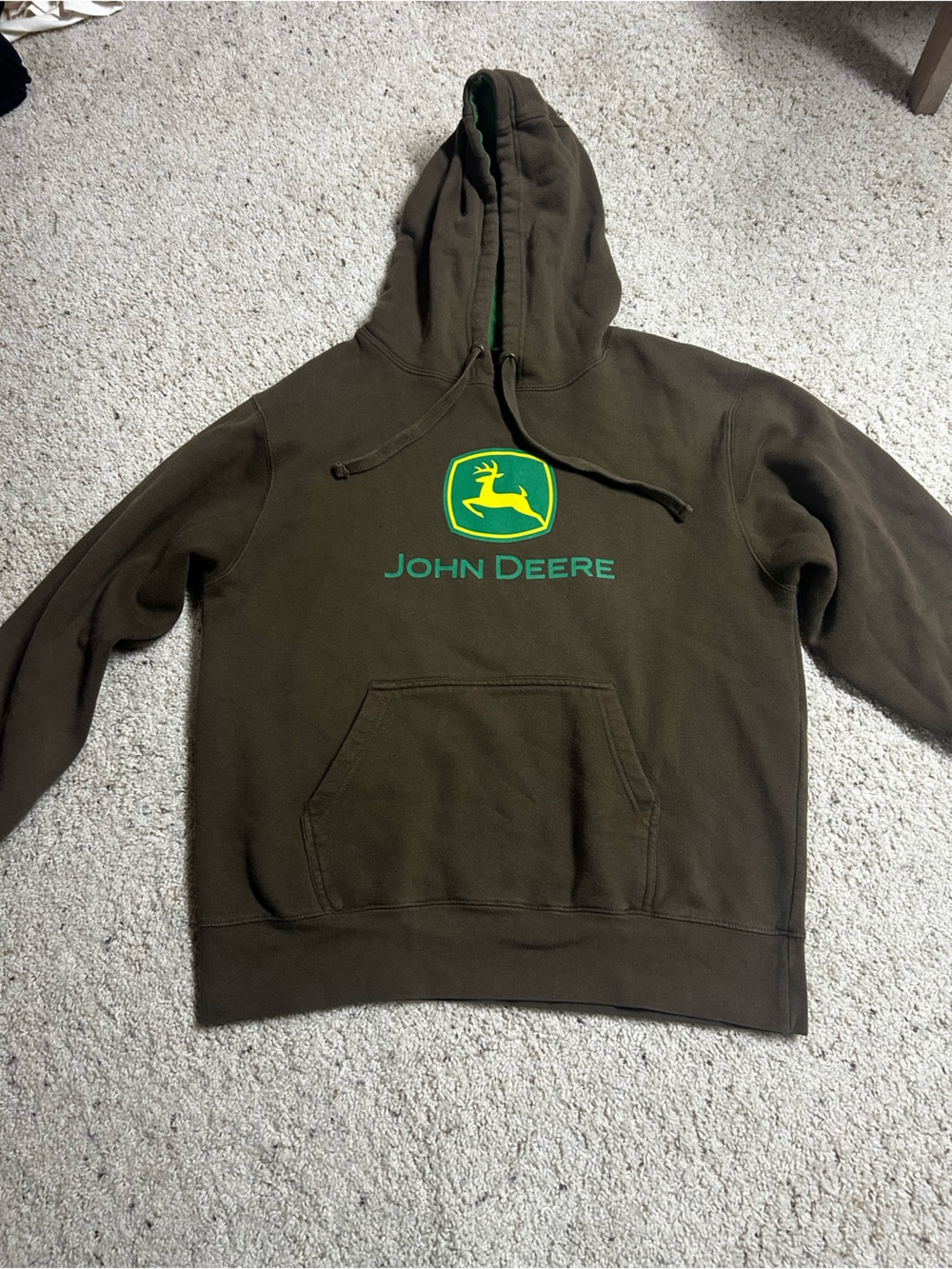 John Deere Mens Brown Logo Hoodie